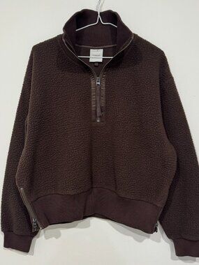 Varley Womens Roselle Half Zip Fleece Pullover Size M Brown Sherpa